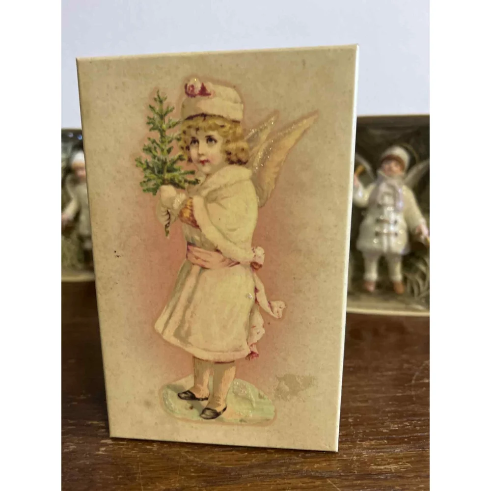 Vintage-Style Porcelain Angel Ornaments SET OF 7 W/ Boxes Costco Import Glitter